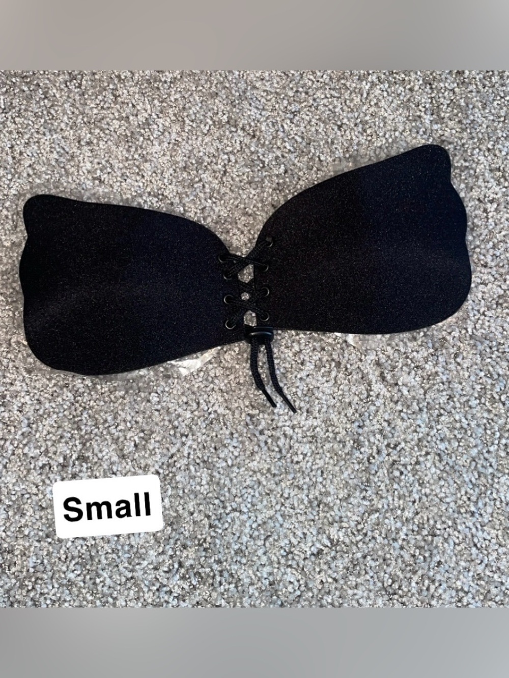 Strapless Lace-Up Adhesive Bra - Black
